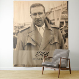 80. Geburtstag Elegantes Foto Monogram männlich Wandteppich