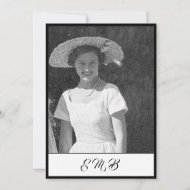 80. Geburtstag Elegantes Foto Schwarz-weiß Monogra Einladung