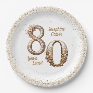 80. Geburtstag Elegantes Party Pappteller