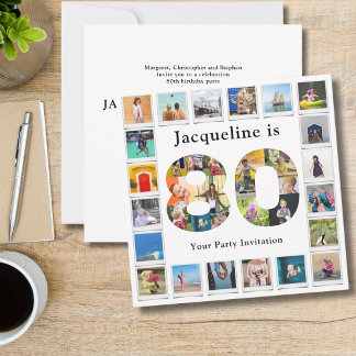 80. Geburtstag Entwerfen Sie Ihre eigene FotoColla Einladung