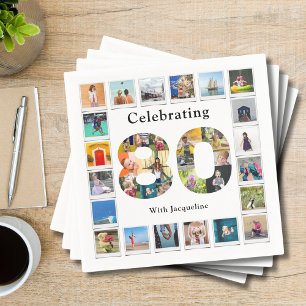 80. Geburtstag Entwerfen Sie Ihre eigene FotoColla Serviette