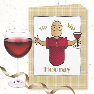 80. Geburtstag Ethnischer Cartoon Roter Wein Niedl Karte