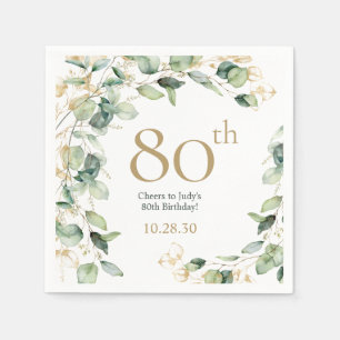 80. Geburtstag Eukalyptus Serviette