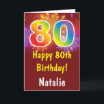 80. Geburtstag Farbige Regenbogenfeuerwerke Rot Karte<br><div class="desc">80. Geburtstag farbenfrohe Regenbogen Feuerwerk Red Card mit personalisiertem Namen.Für weitere Anpassungen klicken Sie bitte auf die Schaltfläche "Anpassen" und verwenden Sie unser Designwerkzeug,  um diese Vorlage zu ändern.</div>
