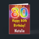 80. Geburtstag Farbige Regenbogenfeuerwerke Rot Karte<br><div class="desc">80. Geburtstag farbenfrohe Regenbogen Feuerwerk Red Card mit personalisiertem Namen.Für weitere Anpassungen klicken Sie bitte auf die Schaltfläche "Anpassen" und verwenden Sie unser Designwerkzeug,  um diese Vorlage zu ändern.</div>