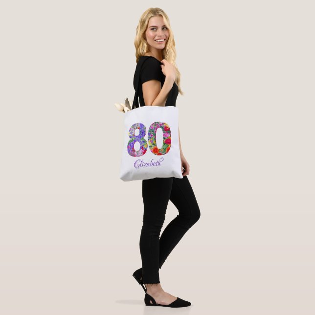 80. Geburtstag florale farbenfrohe Tasche (Am Model)