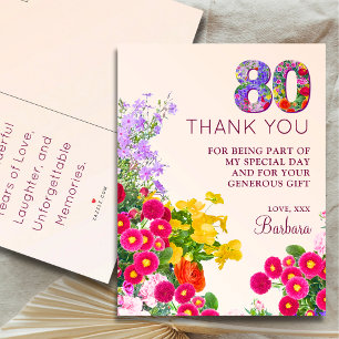 80. Geburtstag florale moderne 80 Jahre Party Ankündigungspostkarte