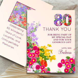80. Geburtstag florale moderne 80 Jahre Party Dankeskarte