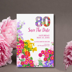 80. Geburtstag Floraler Garten Elegante Party Save The Date