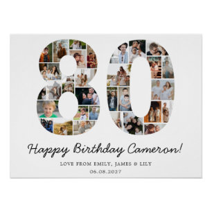80. Geburtstag Foto-Collage 80. Geburtstagsgesch Poster