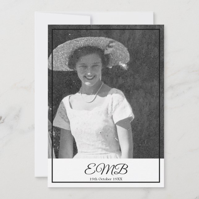 80. Geburtstag Foto Monogram Elegant Geburtstag Einladung (Rückseite)