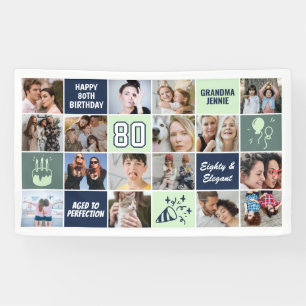 80. Geburtstag Fotocollage Benutzerdefiniert Mint Banner