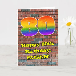 80. Geburtstag: Fun Graffiti-Inspiriert Regenbogen Karte
