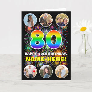 80. Geburtstag: Fun Rainbow #, Individuelle Name & Karte