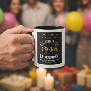 80. Geburtstag Geboren 1942 Retro Black Personalis Tasse