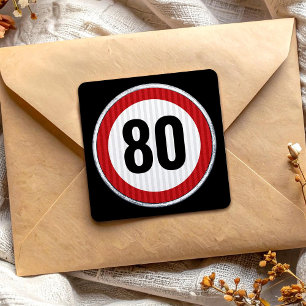 80. Geburtstag Geschwindigkeitsbegrenzungs-Schild Quadratischer Aufkleber