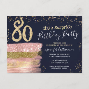 80. Geburtstag Glitter-Kuchen Überraschungsparty P Postkarte