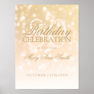 80. Geburtstag Gold Bokeh Sparkle Lights Poster