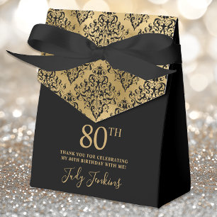 80. Geburtstag Gold Damast Dankeschön Geschenkschachtel