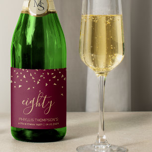 80. Geburtstag Gold Dreieck Konfetti Burgunder