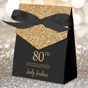 80. Geburtstag Gold Glitter Danke Geschenkschachtel