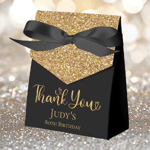 80. Geburtstag Gold Glitter Danke Geschenkschachtel