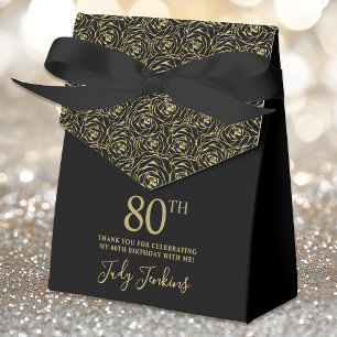 80. Geburtstag Gold Glitter Rosen Dankeschön Geschenkschachtel