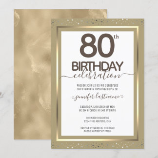80. Geburtstag Goldene feierliche Einladung