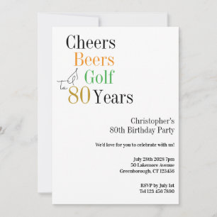 80. Geburtstag Golf Cheers Biere Minimales Party Einladung