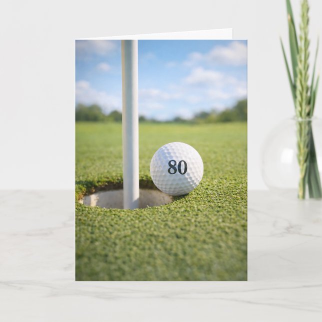 80. Geburtstag Golf Putt am Rand  Karte (Vorderseite)