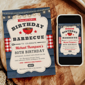 80. Geburtstag GRILLEN Summer Barbecue Party Einla Einladung