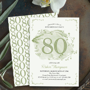 80. Geburtstag Grüne zarte Wildblume Nummer 80 Einladung