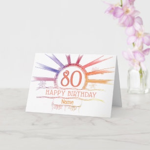 80. Geburtstag - handgezeichneter mehrfarbiger Son Karte