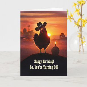 80. Geburtstag Humorvolles Huhn  Karte