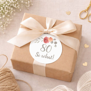 80. Geburtstag Inspirierende Wasserfarbe Floral Runder Aufkleber