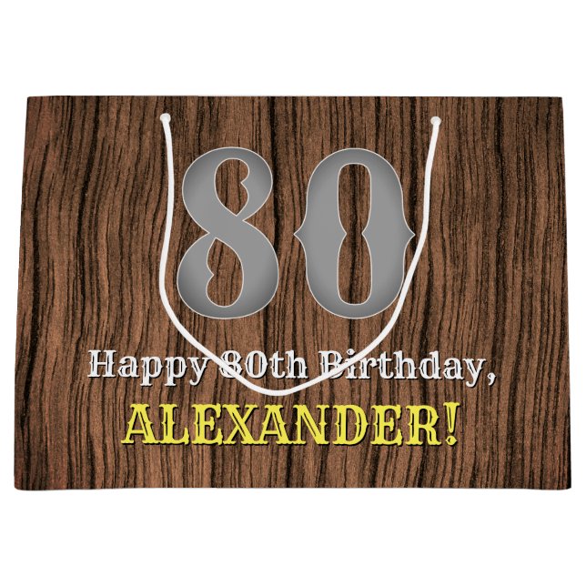 80. Geburtstag: Inspirierter Country Western Look, Große Geschenktüte (Vorderseite)