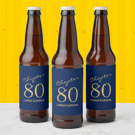 80. Geburtstag Kapitel 80 Blue Gold Bierflaschenetikett