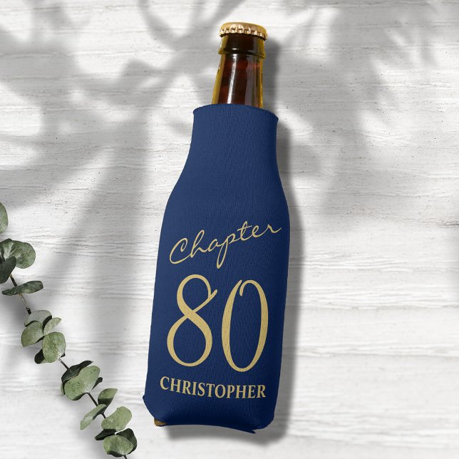 80. Geburtstag Kapitel 80 Blue Gold Flaschenkühler (Add a touch of class to a loved one's 80th birthday celebration with the Blue Gold bottle coolers.)