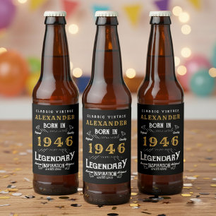 80. Geburtstag Legende Geboren 1946 Vintage Schwar Bierflaschenetikett