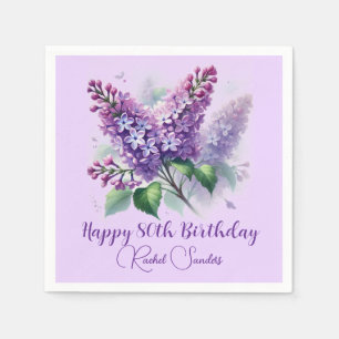 80. Geburtstag Lila Fliederblüten Frühling Serviette