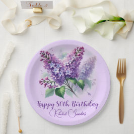 80. Geburtstag Lila Lilac Blume Frühjahr Pappteller
