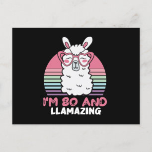 80. Geburtstag Llamazing Lama 80 Jahre alt Geburts Postkarte
