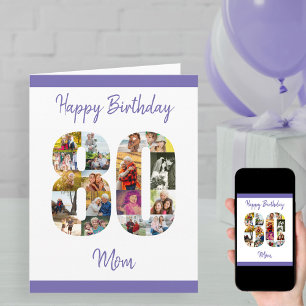 80. Geburtstag Mama Nummer 80 Fotocollage groß Karte