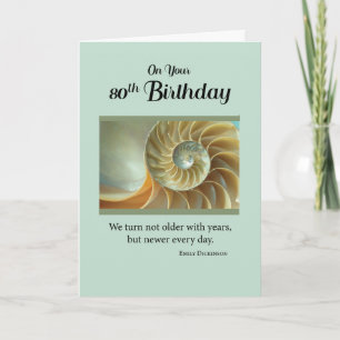 80. Geburtstag mit Spiral Seashell auf Green Card Karte