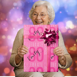 80. Geburtstag Moderne Pinke Typografie Geschenkpapier