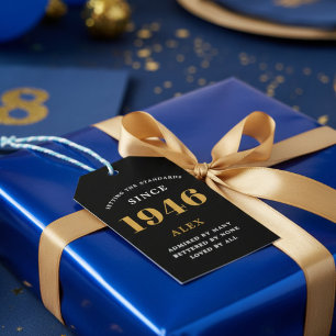 80. Geburtstag Name 1946 Schwarz Gold Elegant Chic Geschenkanhänger
