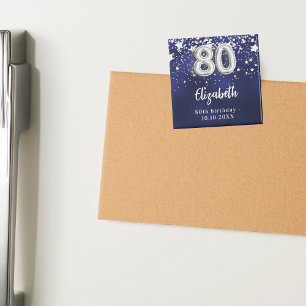 80. Geburtstag navy blau silberne Sterne Magnet