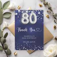 80. Geburtstag navy blauen Sterne Silber