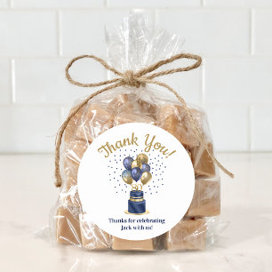 80. Geburtstag Navy Blue Balloon Cake Vielen Dank Runder Aufkleber