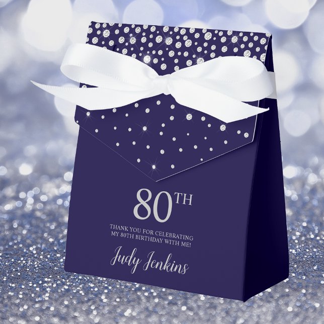 80. Geburtstag Navy Blue Funkelnd Danke Geschenkschachtel (Von Creator hochgeladen)